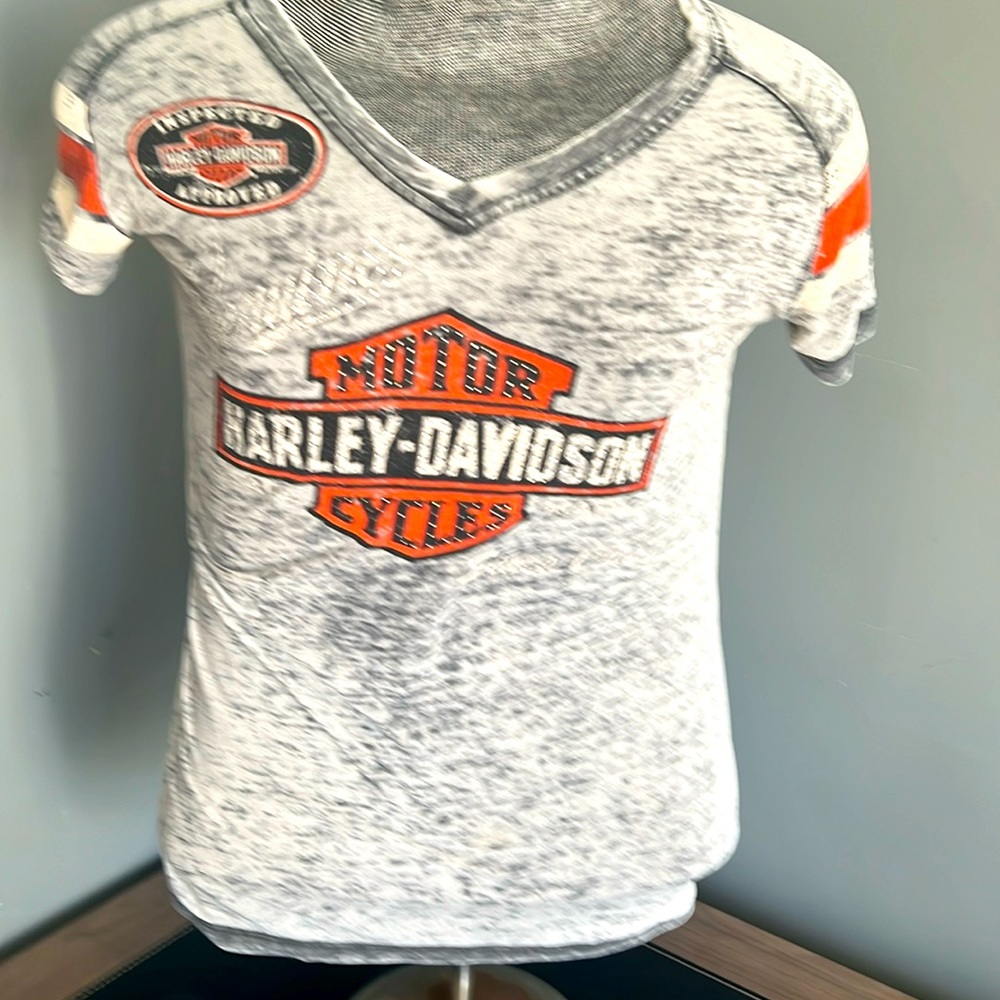 Harley Davidson, V-neck burnout tee
